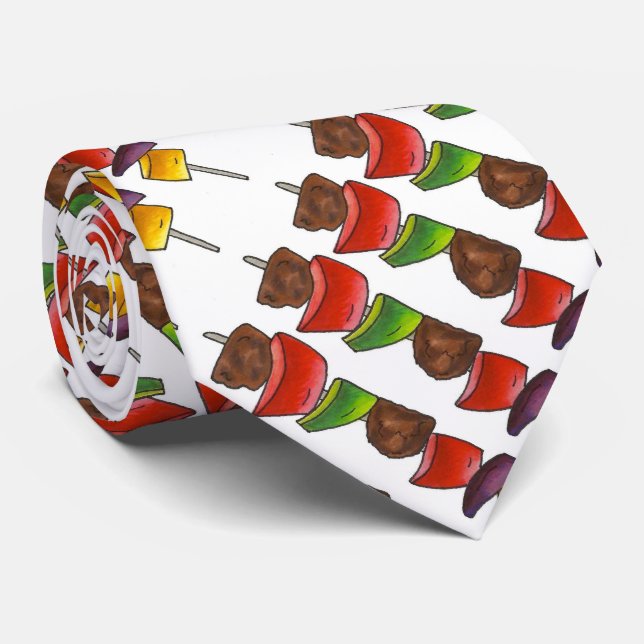 Shish Kebab Veggie Skewer Grilling Food Foodie Tie (Rolled)