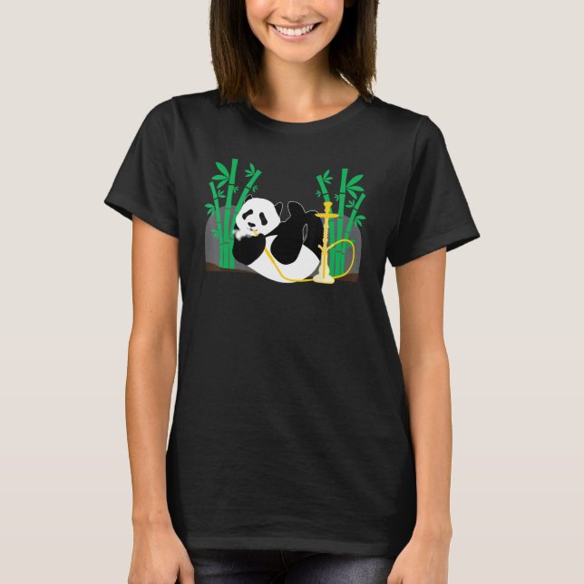 Shisha Panda Hookah Steam Smoking T-Shirt (Front)