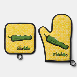 Shishito Chili Pepper Oven Mitt & Pot Holder Set