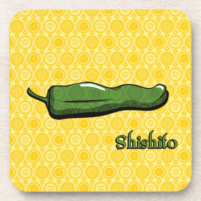 Shishito Chili Pepper Plastic Coaster (Front)
