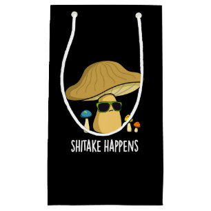 Shitake Happens Funny Mushroom Pun Dark BG Small Gift Bag