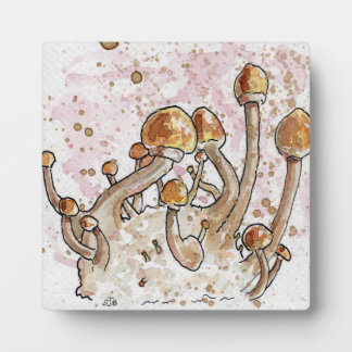 Shitake mushroom watercolor print decor with easel plaque