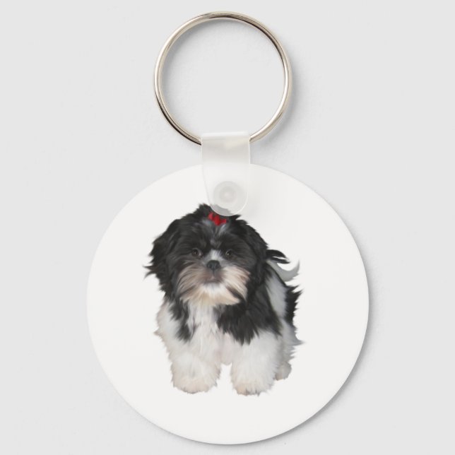 Shitzu Shih Tzu Puppy Dogs Keychain (Front)
