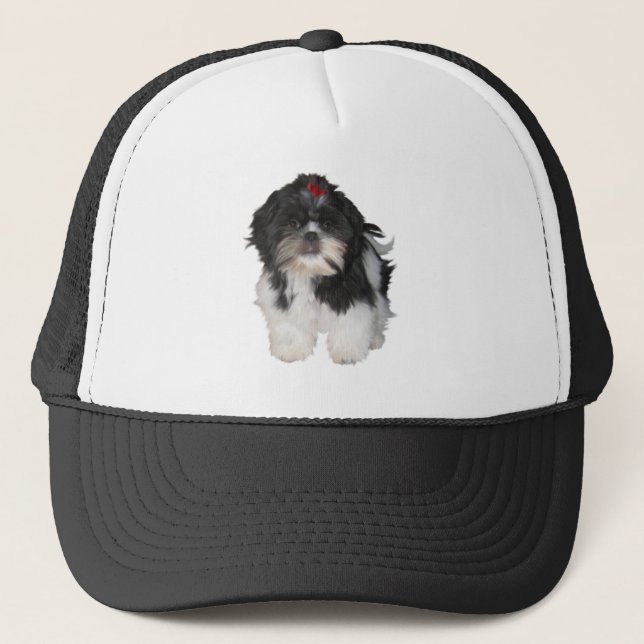 Shitzu Shih Tzu Puppy Dogs Trucker Hat (Front)