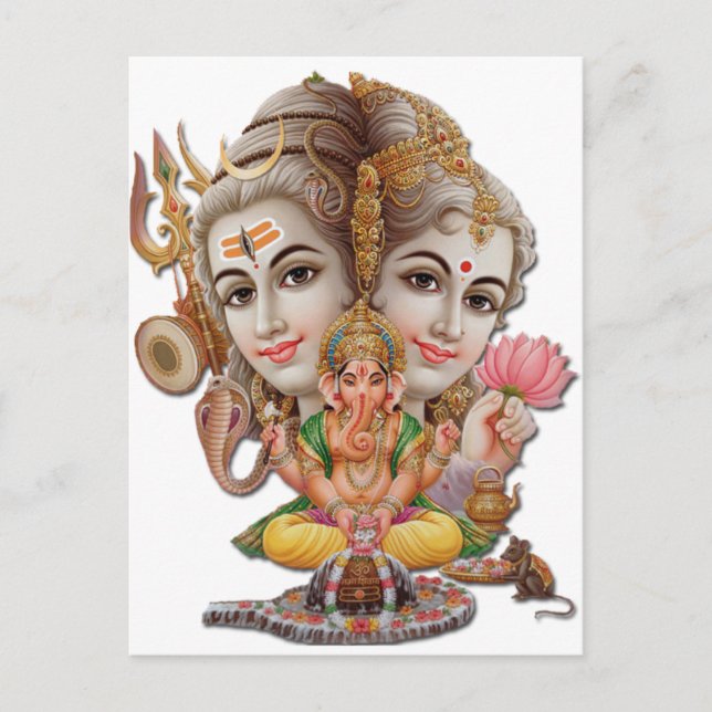 Shiva and family postcard (Front)