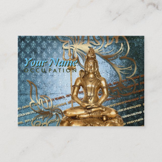 Shiva Blue Damask - Business-, Profile Card (Front)
