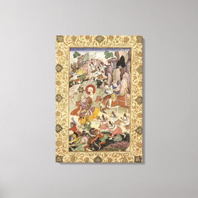 Shiva killing the Demon Andhaka, c.1585-90 Canvas Print (Front)