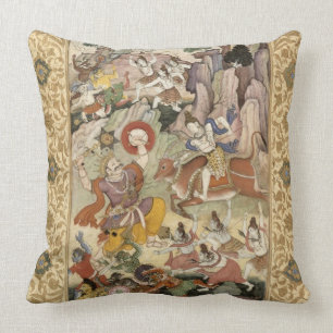 Shiva killing the Demon Andhaka, c.1585-90 Throw Pillow