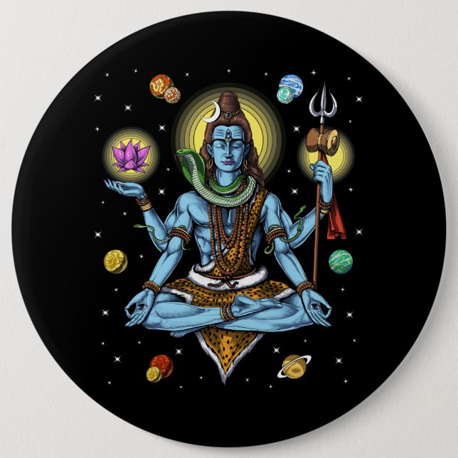Shiva Meditation 6 Inch Round Button (Front)