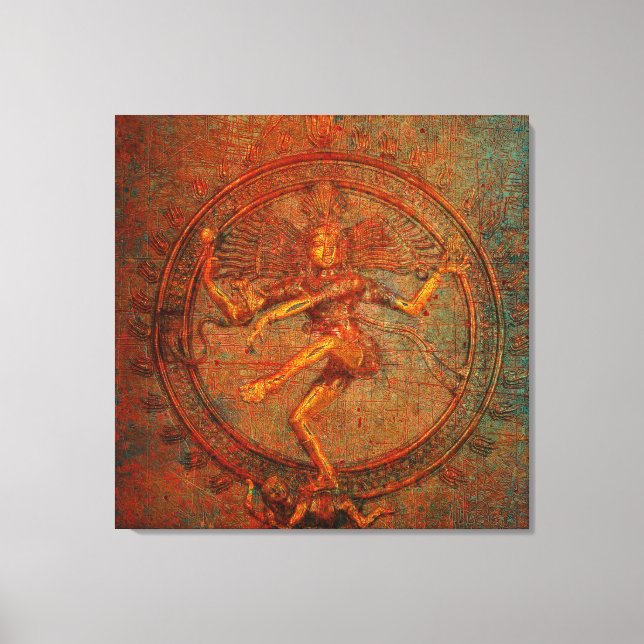 Shiva On Distressed Background Overlay Canvas Print (Front)