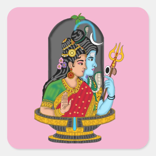Shiva Parvati Divine Couple Sticker – Eternal Love (Devant)