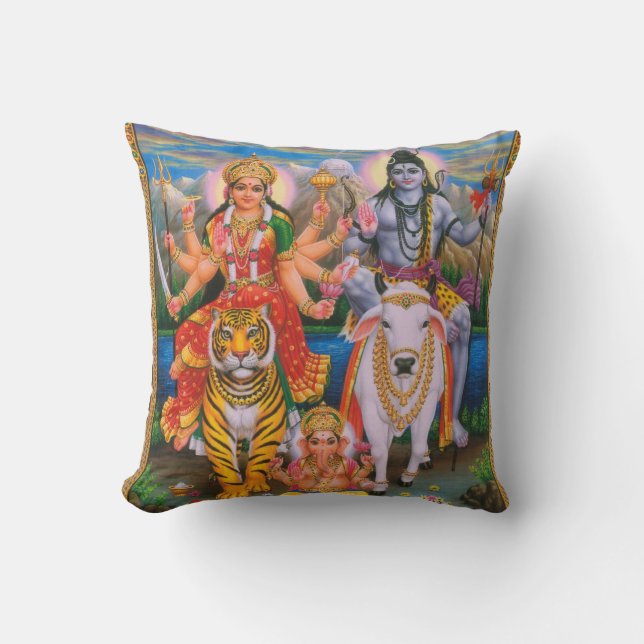 Shiva Parvati Ganesha pillow (Front)