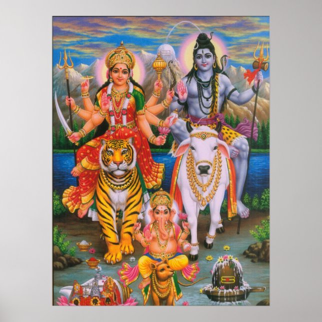 Shiva Parvati Ganesha Poster (Front)