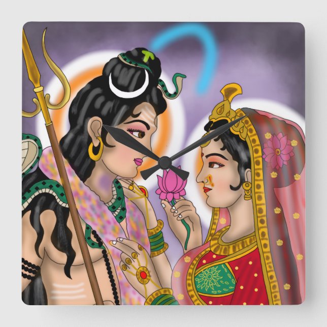 Shiva Parvati Wall Clock (Front)