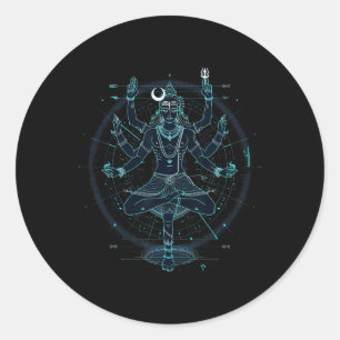 Shiva Spiritual Hindu God Tandava Dance Yoga Medit Classic Round Sticker