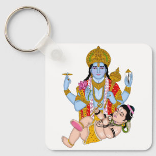 Shiva & Vishnu Keychain – Spiritual Combo Keyring