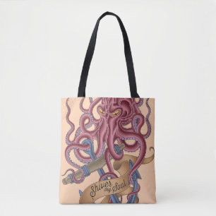 Shiver My Soul Octopus Tatto Tote Bag