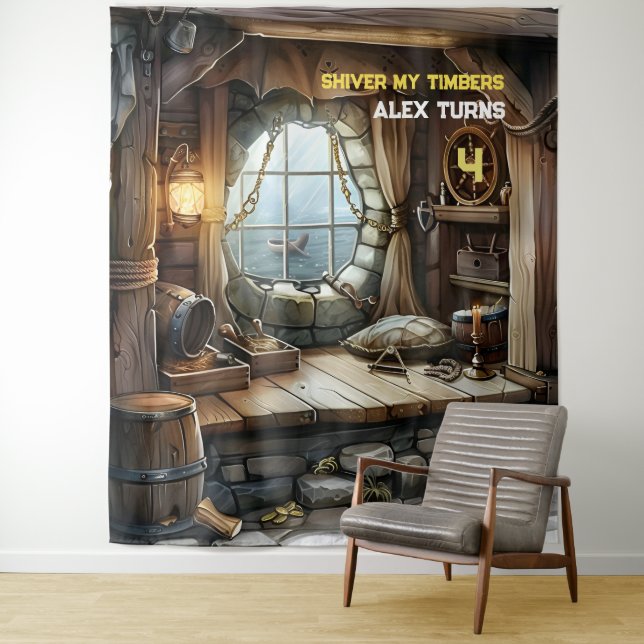 Shiver My Timbers Pirate Theme Tapestry (In Situ)