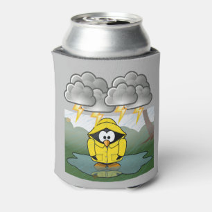 Shivering Rainy Day Penguin Thunder_Cove Can Cooler