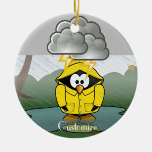 Shivering Rainy Day Penguin Thunder_Cove Ceramic Ornament