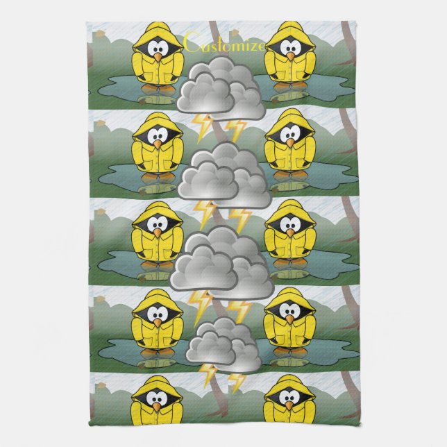 Shivering Rainy Day Penguin Thunder_Cove  Kitchen Towel (Vertical)