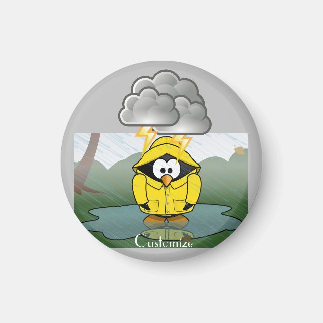 Shivering Rainy Day Penguin Thunder_Cove Magnet (Front)