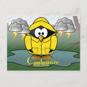 Shivering Rainy Day Penguin Thunder_Cove  Postcard