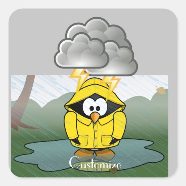 Shivering Rainy Day Penguin Thunder_Cove  Square Sticker (Front)