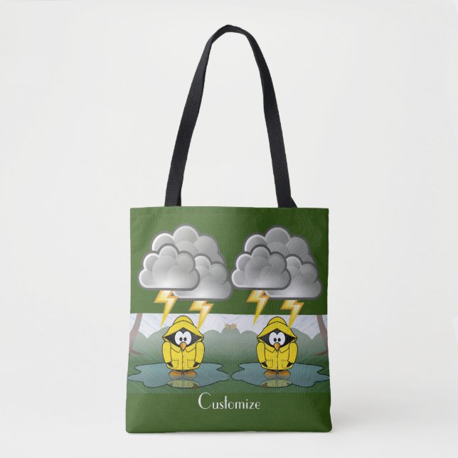 Shivering Rainy Day Penguin Thunder_Cove   Tote Bag (Front)
