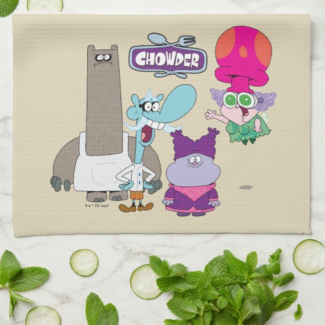 Shnitzel, Mung, Chowder, and Truffles Kitchen Towel (Folded)