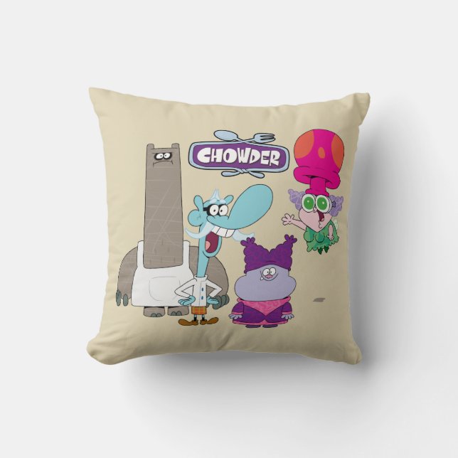Shnitzel, Mung, Chowder, and Truffles Throw Pillow (Front)