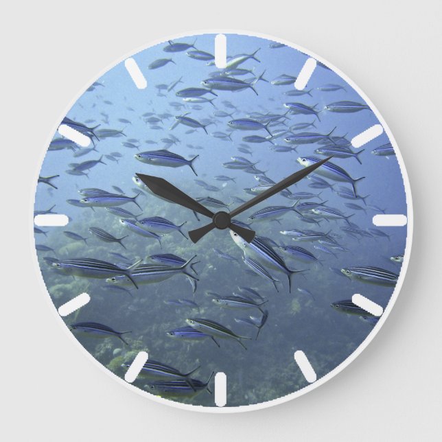 Shoal of Fish. Diving Underwater. Large Clock (Front)