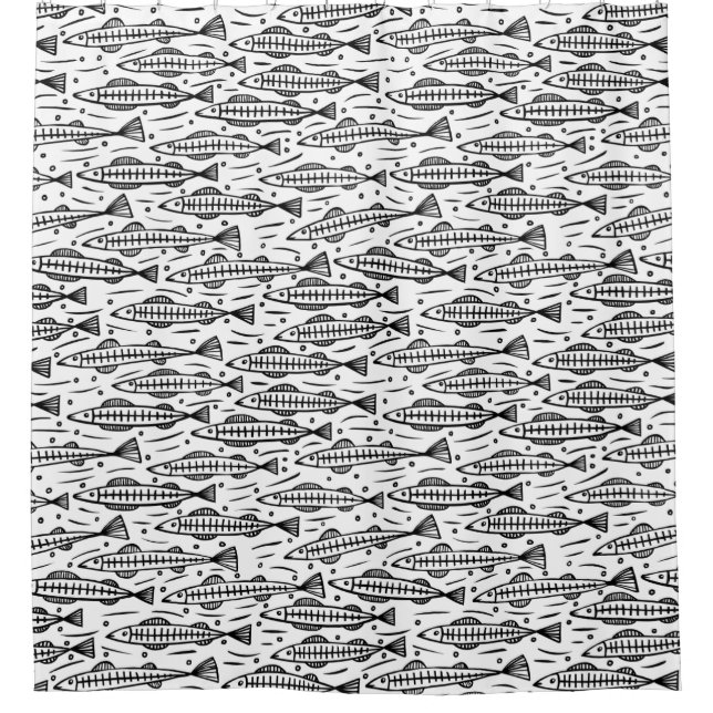 Shoal of Fish Pattern - Black on White (Front)