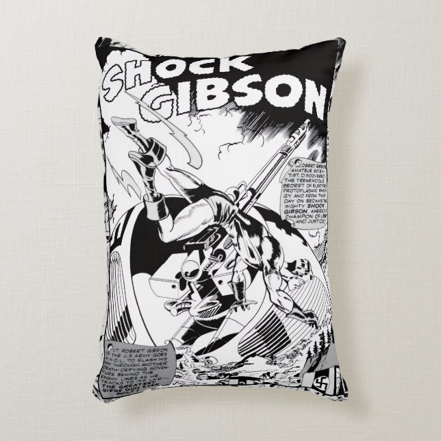 'SHOCK Gibson' Action Comic Strip Pillow (Front(Vertical))