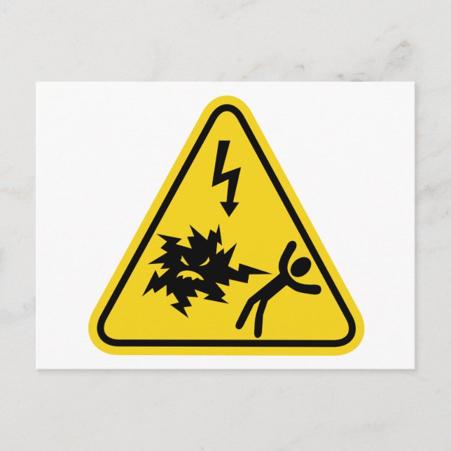 Shock Hazard Sign Postcard (Front)