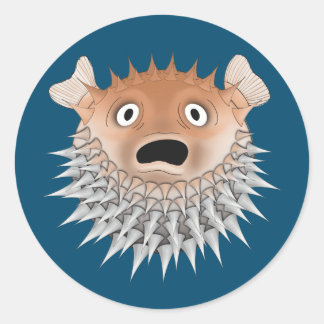 Shocked blowfish classic round sticker