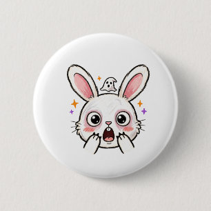 Shocked Bunny Halloween Ghost Face 2 Inch Round Button