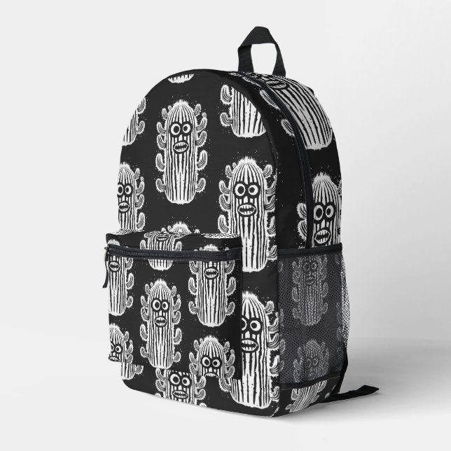 Shocked Cactus Printed Backpack (Back Corner Right)