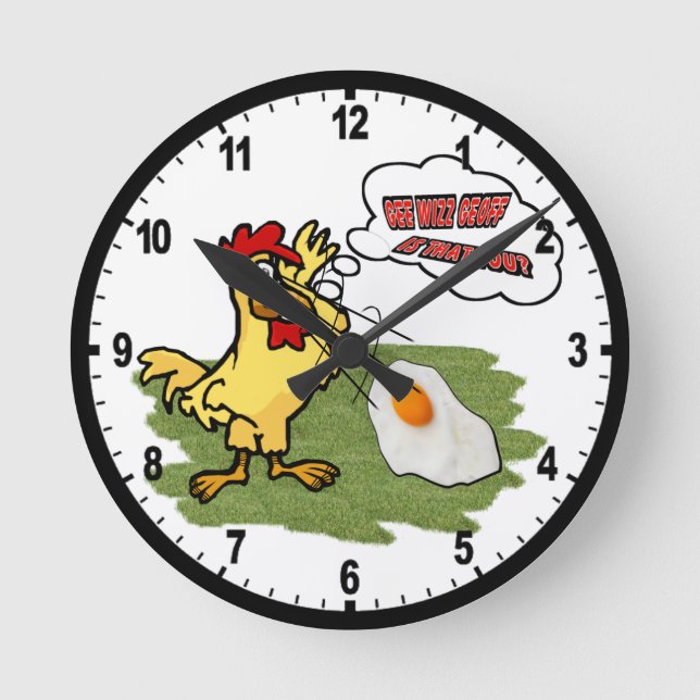 Shocked Chicken Round Clock (Front)