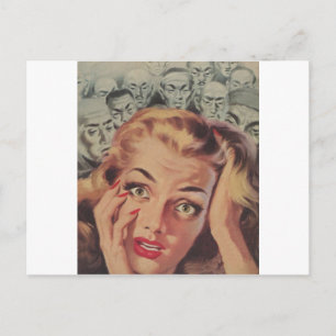 Shocked Face with People Looking on Postcard