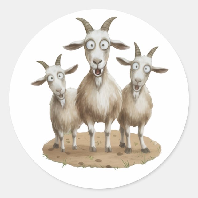 Shocked Goats Trio Classic Round Sticker (Front)