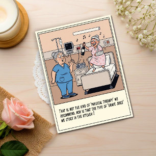 Shocked Nurse Watches Patient Dance With Wine Postcard