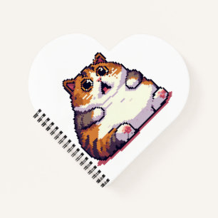 Shocked orange fat cat meme pixel art notebook