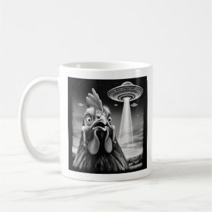 Shocked Rooster Witnesses UFO Abduction – Retro  Coffee Mug