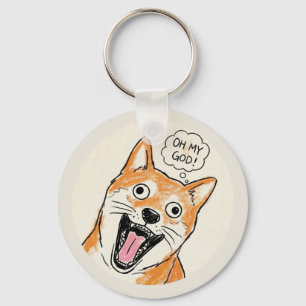 Shocked Shiba Inu "OH MY GOD" - FunnySurprise Meme Keychain