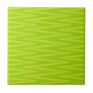 Shocking Bright Green Chartreuse Zigzag Pattern Tile