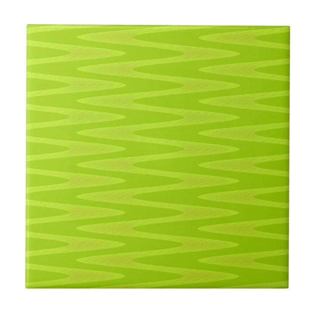 Shocking Bright Green Chartreuse Zigzag Pattern Tile (Front)
