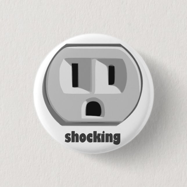 Shocking Electricity Wall Outlet 1 Inch Round Button (Front)