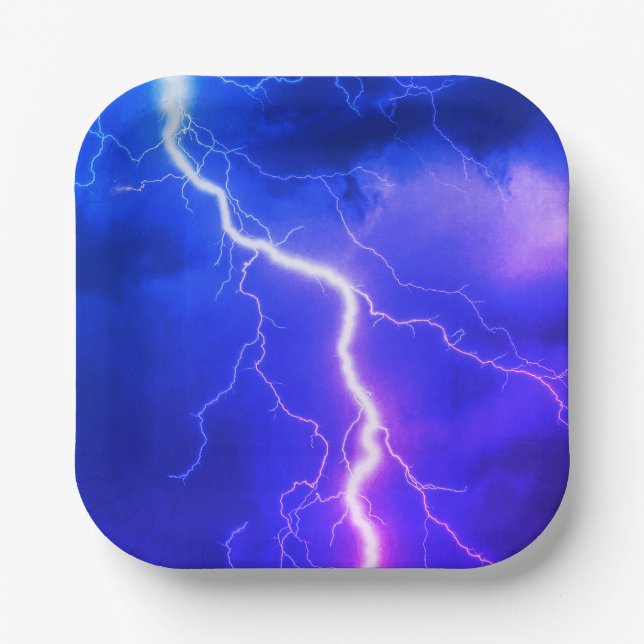 Shocking Lightning Strike  Paper Plate (Front)