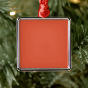 Shocking Orange Square Metal Ornament